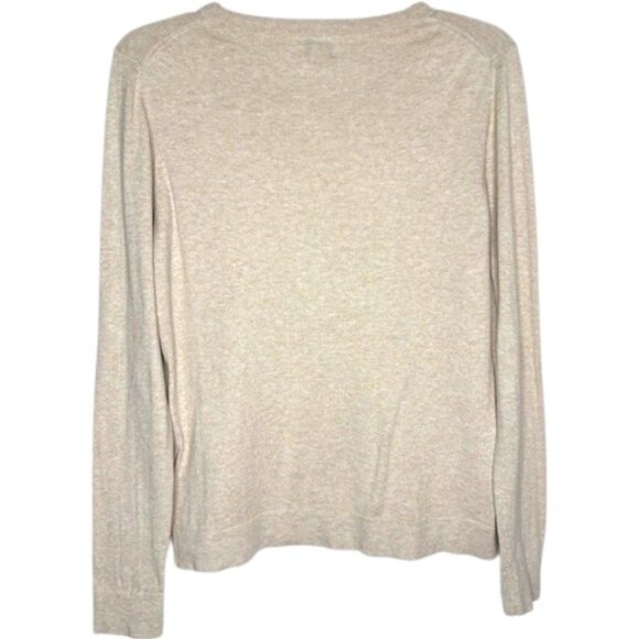 J. Crew Factory 100% Cotton Long Sleeved Teddie Sweater - Light Hthrd Khaki - M - Picture 5 of 9
